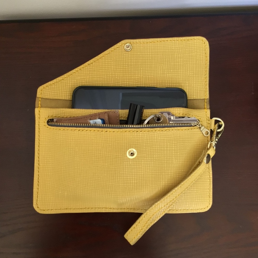 Handmade Yellow, Woven Grid Pattern, Leather Clutch, Detach Strap, Gold Hardware